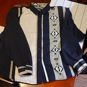 Roper Vintage Rodeo Blue denim Blouse Women’s Size small/medium 15/16  usa made